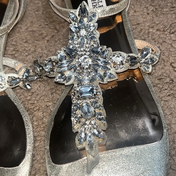 BADGLEY MISCHKA Cara II Crystal Embellished Flat Sandal Rhinestone Bling 7 - Picture 5 of 10